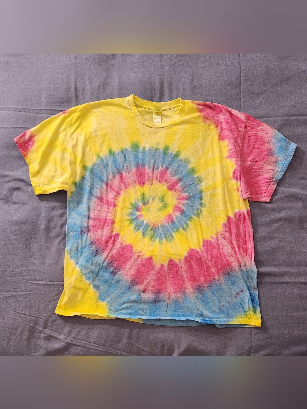 Men's Tie-Dye Spiral Short Sleeve Tee - Yellow, Pink & Blue